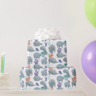 Schattig Manatees met bubbels patroon Cadeaupapier