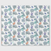 Schattig Manatees met bubbels patroon Cadeaupapier (Vlak)