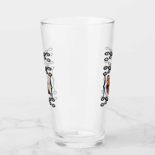 Schattig Mandarijn Eend Cartoon Monogram Glas (Rechts)