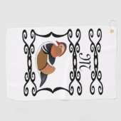 Schattig Mandarijn Eend Cartoon Monogram Golfhanddoek (Horizontaal)