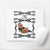 Schattig Mandarijn Eend Cartoon Monogram Muismat (Met muis)