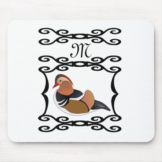 Schattig Mandarijn Eend Cartoon Monogram Muismat (Voorkant)