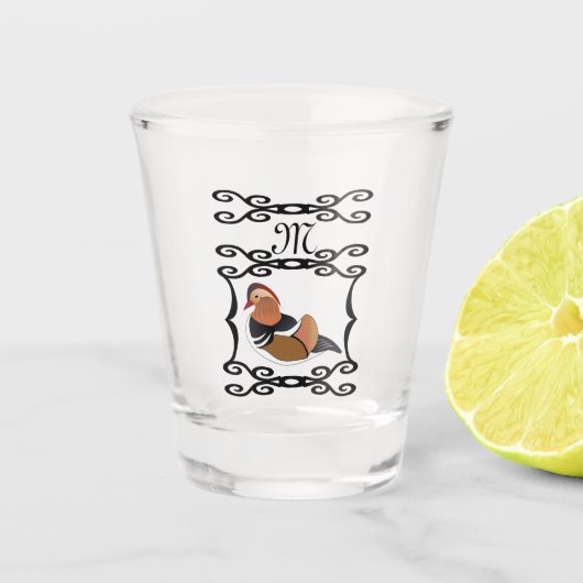 Schattig Mandarijn Eend Cartoon Monogram Shot Glas (Voorkant)