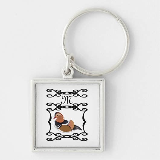 Schattig Mandarijn Eend Cartoon Monogram Sleutelhanger (Voorkant)