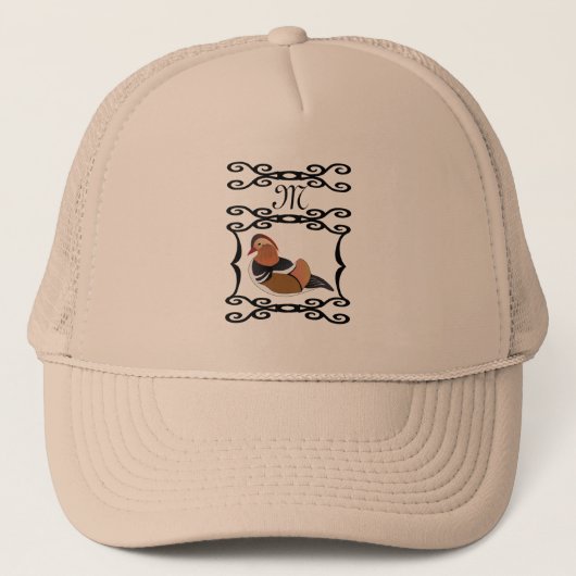 Schattig Mandarijn Eend Cartoon Monogram Trucker Pet (Voorkant)