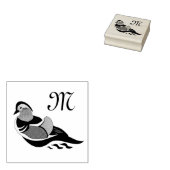 Schattig Mandarin Duck Swimming Rubberstempel (Gestempeld)