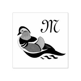 Schattig Mandarin Duck Swimming Rubberstempel