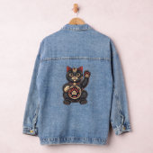 schattig Maneki Neko kat print getekend Japans Denim Jacket (Hangar)
