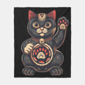 schattig Maneki Neko kat print getekend Japans Fleece Deken (Voorkant)