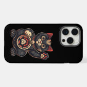 schattig Maneki Neko kat print getekend Japans iPhone Hoesje (Achterkant horizontaal)