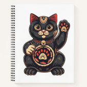schattig Maneki Neko kat print getekend Japans Notitieboek (Voorkant)