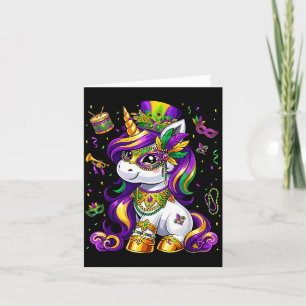 Schattig mardi gras prinses eenhoorn kraal vrouwen kaart