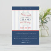 Schattig marine onze kleine kampioen honkbal baby  bedankkaart (Staand voorkant)