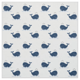 Schattig marineblauw en wit nautisch walvispatroon stof