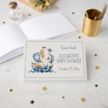 Schattig maritiem blauw zeilschip baby shower