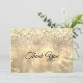 Schattig marmer kunst gouden faux glitter bedankkaart (Staand voorkant)
