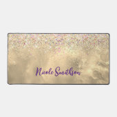 Schattig marmer kunst gouden faux glitter bureaumat (Voorkant)