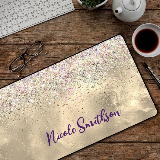 Schattig marmer kunst gouden faux glitter bureaumat
