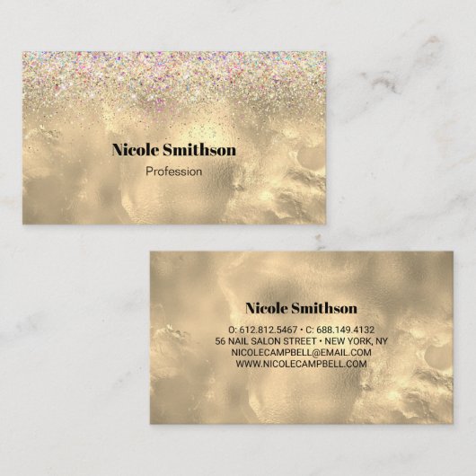 Schattig marmer kunst gouden faux glitter visitekaartje (Voorkant / Achterkant)