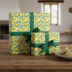 Schattig mediterraan zomer citroen fruit kunstpatr cadeaupapier