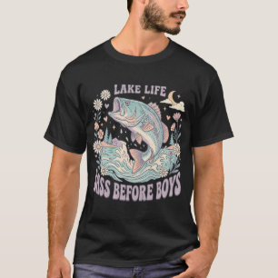Schattig meer leven Bass voor jongens Retro buiten T-shirt
