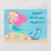 Schattig Meerminnetje Persoonlijke Kinderen Gelukk Briefkaart (Voorkant)