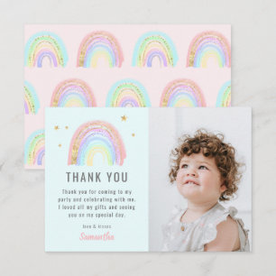 Schattig Meisje Abstract Regenboog Verjaardag Elke Bedankkaart