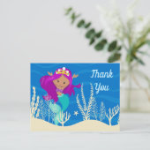 Schattig Meisje als Zeemeermin Aangepaste Bedankt  Briefkaart (Staand voorkant)