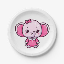Schattig Meisje Baby Roze Olifant Papieren Bord