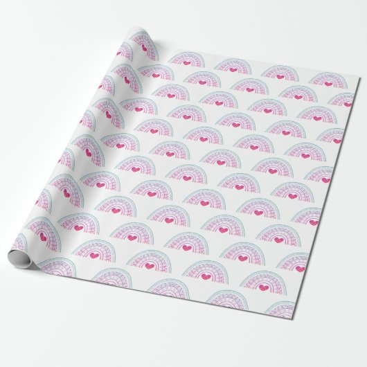 Schattig Meisje Boho Regenboog Verjaardag Cadeaupapier (Uitgerold)