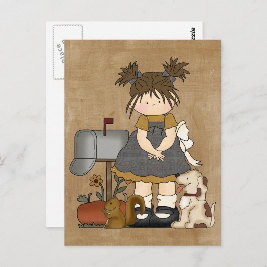 Schattig meisje briefkaart (Voorkant / Achterkant)