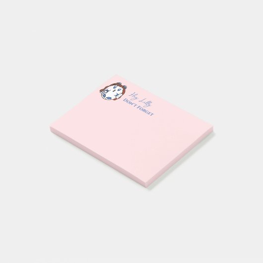 Schattig meisje Cartoon Grappige spreuk Blush Roze Post-it® Notes (Schuin)