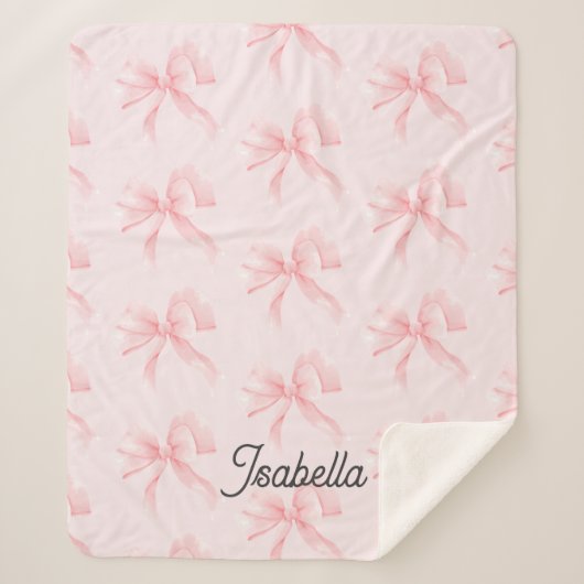 Schattig meisje Coquette Roze Strik Sherpa Deken (Voorkant)