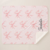 Schattig meisje Coquette Roze Strik Sherpa Deken (Voorkant (horizontaal))