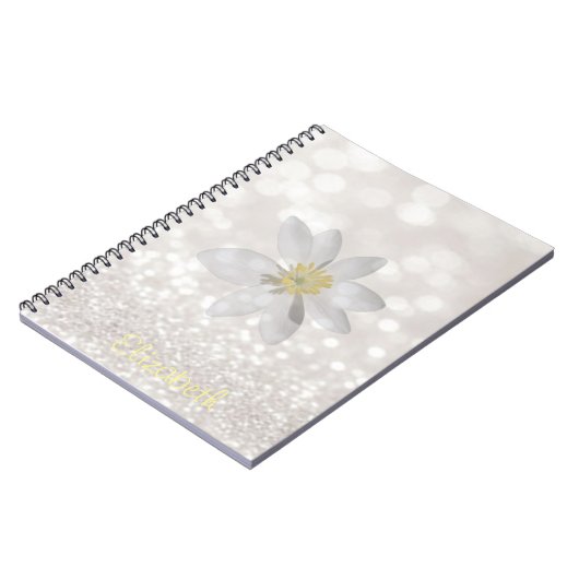 Schattig meisje, Daisy, Glittery, Bokeh, persoonli Notitieboek (Linkerzijde)