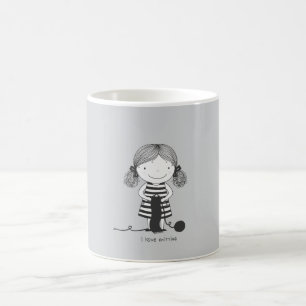 Schattig Meisje dat Brei I Love Breien Koffiemok