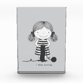 Schattig Meisje dat Breiwerkjes Maakt I Love Breie Fotoblokken