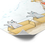 Schattig Meisje dat Katten Laten Lopen Grafisch Poster (Hoek)