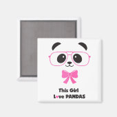 Schattig meisje dat van panda's houdt, grappige gl magneet (Voorkant / Achterkant)