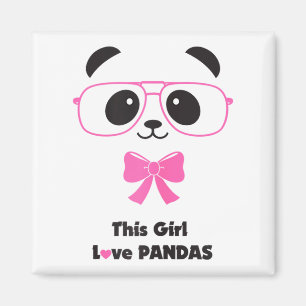 Schattig meisje dat van panda's houdt, grappige gl magneet