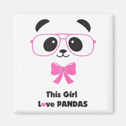 Schattig meisje dat van panda's houdt, grappige gl magneet (Voorkant)