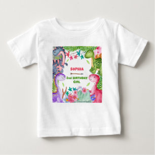 Schattig meisje dinosaurus 2de verjaardagsfeestje