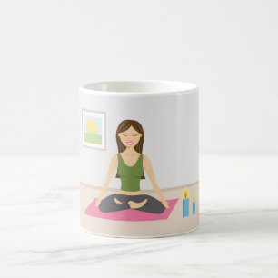 Schattig Meisje Doet Yoga In Een Mooie Kamer Koffiemok