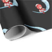 Schattig Meisje Elf Zittend op Maan Zwart Kerstmis Cadeaupapier (Rol Hoek)