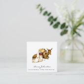 Schattig Meisje en Herten Vierkante Visitekaartje (Staand voorkant)