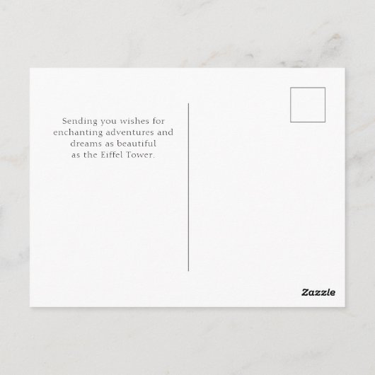 Schattig Meisje en Kat in Parijs Eiffeltoren Bonjo Briefkaart (Achterkant)