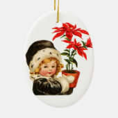schattig  meisje en plant keramisch ornament (Achterkant)