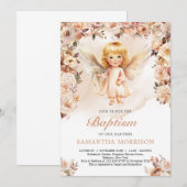Schattig meisje engel en blozen en ivoren bloemen kaart (Voorkant / Achterkant)
