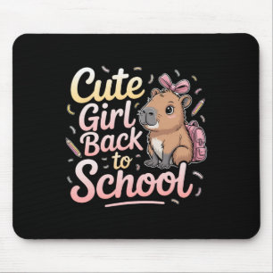 Schattig Meisje Gaat Naar School Capyra Eerste Dag Muismat