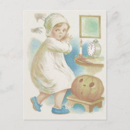 Schattig Meisje Ghost Jack O Lantaarn Pompoen Briefkaart